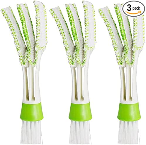 Mini Dust Collector Suitable for Car Vent 3 Piece Set Car Air Conditioner Cleaner and Brush Dust Cloth Tool Suitable for Keyboard Window Leaf Curtain Shutter