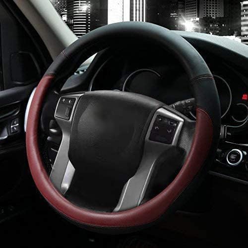 Valleycomfy Microfiber Leather Steering Wheel Cover Large-Size for F150 F250 F350 Ram 4Runner Tacoma Tundra Range Rover Model S X with 15 1/2 inches-16 inches Outer Diameter (Wine Red)