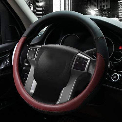 Valleycomfy Microfiber Leather Steering Wheel Cover Large-Size for F150 F250 F350 Ram 4Runner Tacoma Tundra Range Rover Model S X with 15 1/2 inches-16 inches Outer Diameter (Wine Red)