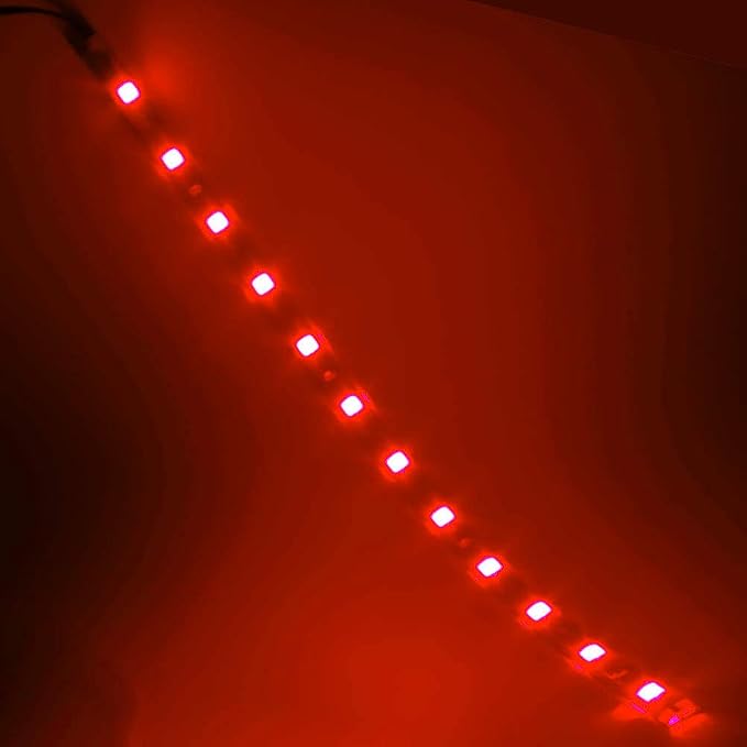 DC 12V Waterproof 1Ft 12 LED Strip Underbody Light with 6 inches Wires for Motor (Red,Pack of 6)