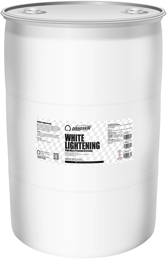 Nanoskin WHITE LIGHTENING Premium Dressing 55 Gallons – Universal Thick Wipe-On Dressing for Car Detailing | Works on Tire, Vinyl, Rubber, Plastic & Trim | For Cars, Trucks, Motorcycles, RVs & More