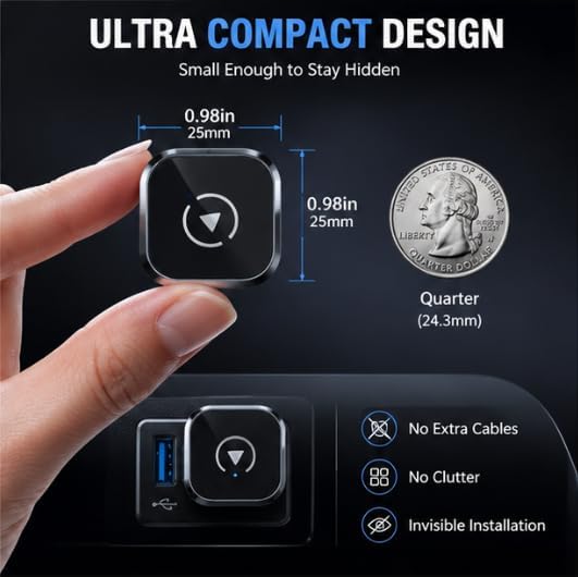 Wireless CarPlay Adapter for Toyota Sienna 2019-2021- Slim Mini USB Design with Type-C Extension for Stable Zero-Latency Connection