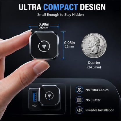 Wireless CarPlay Adapter for Toyota Camry 2025-2026- Slim Mini USB Design with Type-C Extension for Stable Zero-Latency Connection
