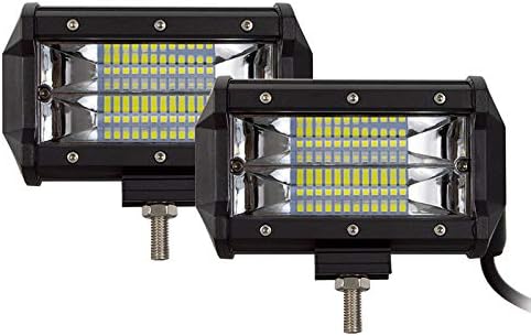 Willpower 2 Pieces 5 inch 72W Flood Led Work Light Bar Driving Boat Off Road Lights for Jeep SUV Truck ATVs, 12V-24V IP67 (5 inch)