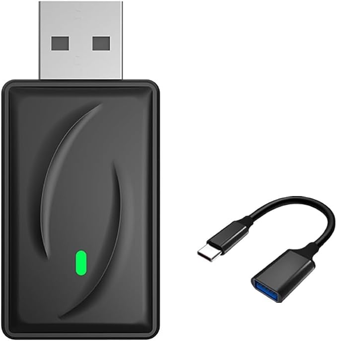 Wireless CarPlay Adapter 2-in-1 for Dodge Charger 2025, USB Design Plug and Play Bluetooth Fast Connection Car Accessories,B
