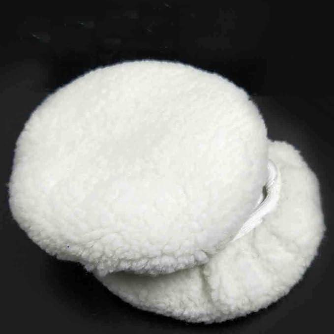 ZYTC Car Polishing Waxing Sleeve Woolen Polisher Pad Bonnet Microfiber Waxer Pad Soft Pack of 5 (Wool White, 7"-8")