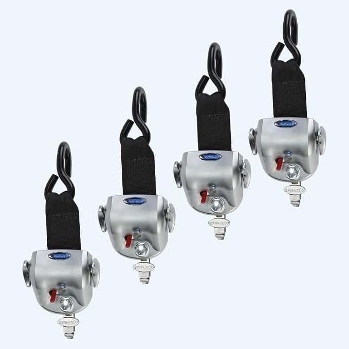 Q’Straint Q-10010 QRT-360 Wheelchair Tie-Down Kit – 4 Fully Automatic Retractors with L-Track Fittings for Vans, Buses & Paratransit Vehicles