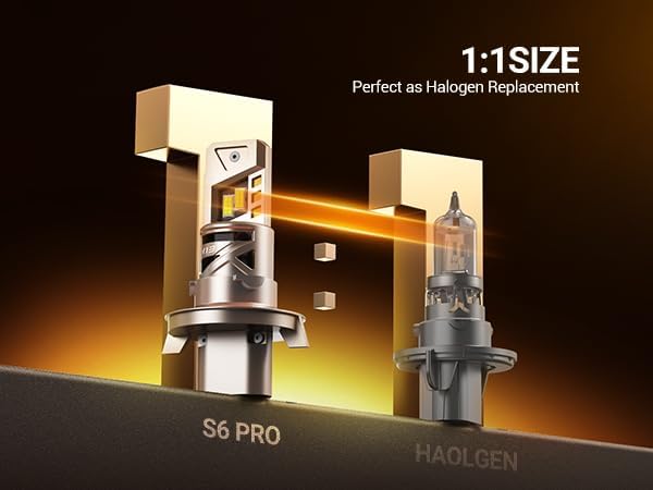 SEALIGHT H13/9008 Bulbs, 52,000LM 1000% Bright S6 Pro H13 Bulb with 2025 4th-Core LED Chips, Ultra 80,000hrs+ Lifespan 9008 Drving Light, 6500K White 1:1 Design Size Plug and Play Fog Light, Pack of 2