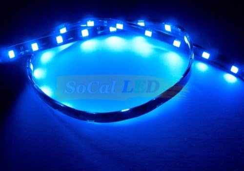 SOCAL-LED LIGHTING 60cm 24" Blue Flexible LED Strips High Power Bright 5050 12 SMD Car DRL Under Dash Accent Light, Waterproof, Cuttable, Pack of 2