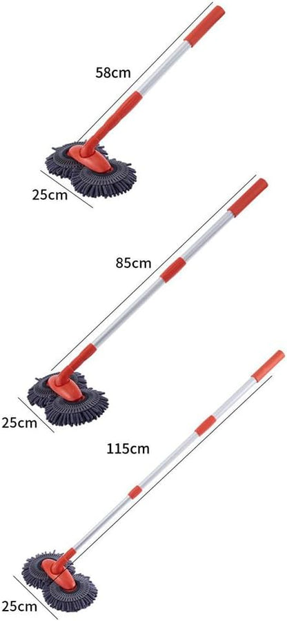 Double Head Car Wash Mop with Long Extension Pole, Telescoping Chenille Microfiber Wash Brush for Car Truck SUV and RV, Lightweight Aluminum Cleaning Tool with Foam Grip Handle