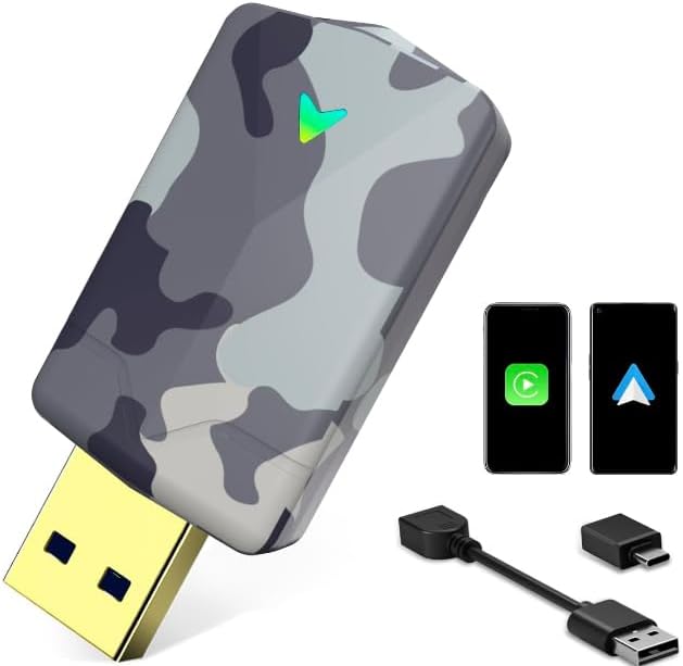 2026 Mini Wireless CarPlay Adapter, Fast Stable Connection, No Latency, Converts Wired to Wireless for Carplay & Android Auto, Easy Setup in 2016+ Cars, iOS 10+/Android 11+, USB A/C Blue