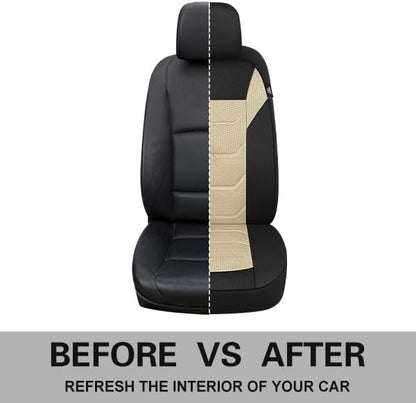 Pariiaotin 3D Air Mesh Car Seat Cover Front Sets Washable and Breathable Premium Cloth Automotive Vehicle Seat Covers for Cars Interior, Universal Fit for Most Cars, Sedan, Truck, SUV(Black/Beige)