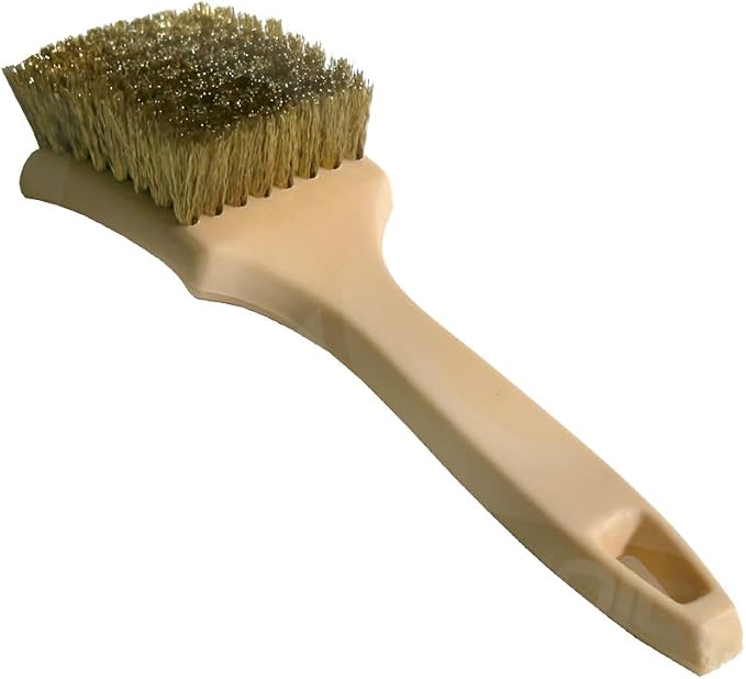 Nanoskin 8.5 Inch Brass Wire Tire Brush for Auto Detailing, Sidewall & Whitewall Cleaning, Automotive Care, and Precision Furniture Refinishing | Robust, Efficient, and Multi-Use Cleaning Solution