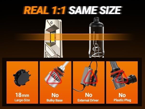 SEALIGHT H11 Bulbs or H8/H9/H16 Light, 96,000LM 1000% Bright S6 Pro H11 Bulb with 2026 4th LED Chips, 70000hrs+ Lifespan Drving Light, 6500K White 1:1 Design Plug and Play Fog Light, Pack of 2
