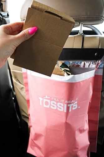 Tossits Recycled Disposable Car Trash Bags – Leakproof, Smell Proof Hanging Garbage Bags for Car, Truck, SUV, RV & Vehicle – Pink, 21 Count Disposable Automotive Trash Bags