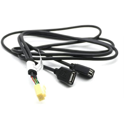 10 Pin Car USB Dual Double USB with Mic for RCA Cable Adapter for Android Radio Player Navigation Accessories - (Color Name: A)