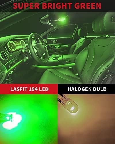 LASFIT 194 168 T10 192 2825 W5W LED Bulb Canbus Error Free, Non-Polarity 400LM Extremely Bright for Dome Map Courtesy Door Trunk Cargo Lights, 12-24V, Bright Green (2-Pcs)