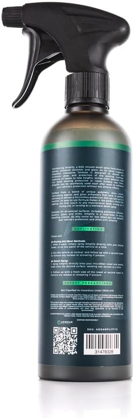 Armour Detail Supply Amplify Ceramic Detailer: Quick & Easy Gloss Enhancement | Streak-Free, Hydrophobic Formula | Safe on All Vehicles | 16oz Trigger Spray