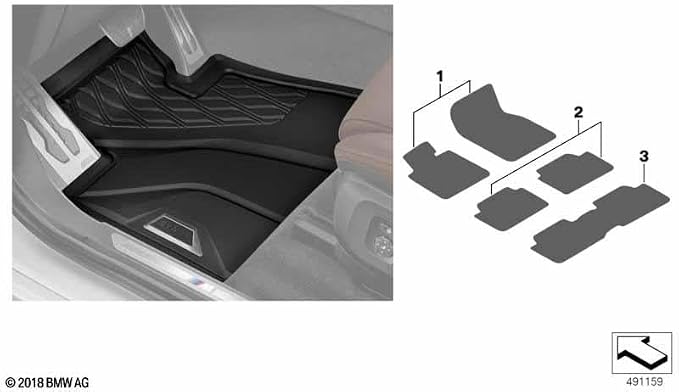 BMW 51472458558 All-Weather Floor Mat for G07 X7 (Rear, 3rd Row 7 Seat X7)