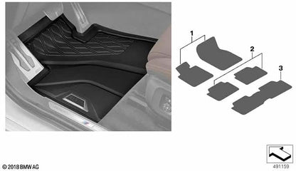 BMW 51472458558 All-Weather Floor Mat for G07 X7 (Rear, 3rd Row 7 Seat X7)