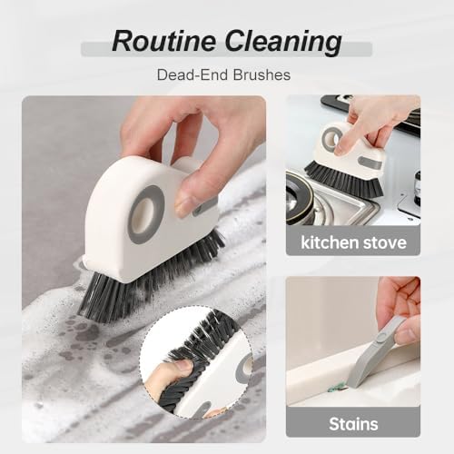 2 in 1 Groove Cleaning Brush Window Track Cleaning Tools, 2025 New Hard Bristle Crevice Cleaning Brush with Hidden Scraperfor Sliding Door Track, Window Sill, Shutter Door(Orange,3pcs)
