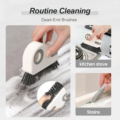 2 in 1 Groove Cleaning Brush Window Track Cleaning Tools, 2025 New Hard Bristle Crevice Cleaning Brush with Hidden Scraperfor Sliding Door Track, Window Sill, Shutter Door(Orange,3pcs)