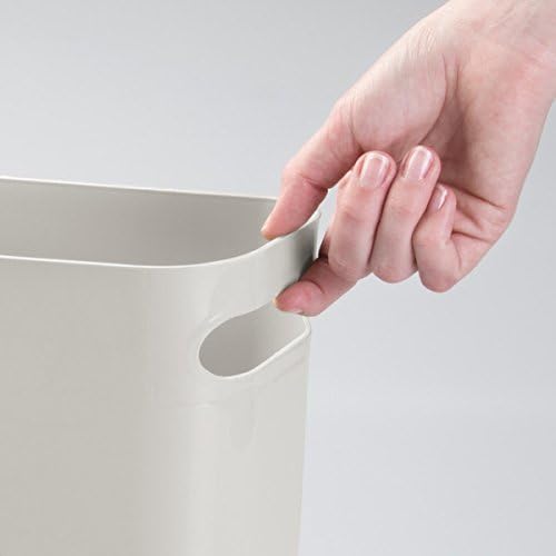 mDesign Plastic Slim Large 2.5 Gallon Trash Can Wastebasket, Classic Garbage Container Recycle Bin for Bathroom, Bedroom, Kitchen, Home Office, Outdoor Waste, Recycling - Aura Collection - Light Gray