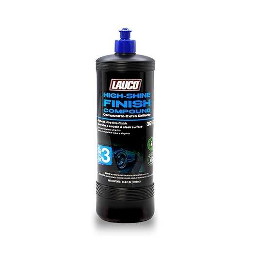 LAUCO Step 3 High Shine Finish Compound – 32oz, Professional Ultrafine Polish for Automotive Paint, Silicone-Free, Clear Coat Safe Finishing Compound for Deep Gloss and Swirl-Free Reflection