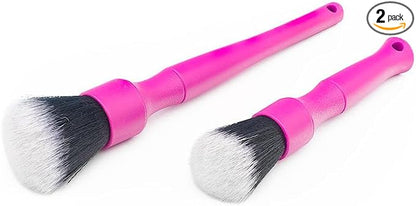 Detail Factory - Synthetic Detailing Brush Set - Ultra-Soft Interior Car Cleaning Brushes for, Screens, Emblems, & Tight Spaces - Pink