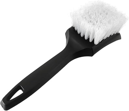 Car Carpet Cleaning Brush, Stiff Bristles Vehicle Wheel Hub Rims Wash Brush with Short Handle, Automotive Detailing Tire Cleaner, Universal for SUV Automobile Truck (White)