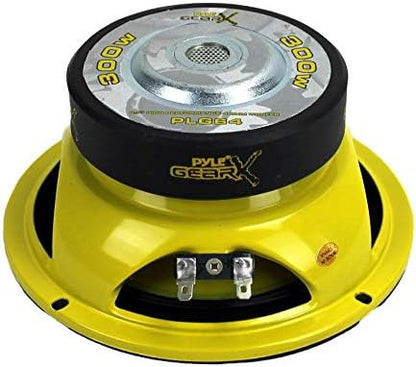 Pyle 6.5 Inch 1200 Watt Car Audio Mid Bass Midrange Subwoofer Speaker Set with Yellow CD P P Cone, 4 Ohm Impedance, and Edge Suspension, 2 Pair