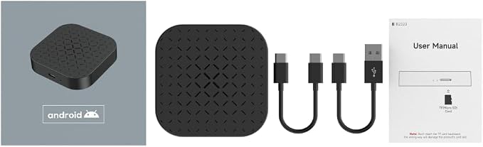 CarPlay AI Box Android 11 2GB+16GB, Wireless CarPlay Android Auto Adapter, Netflix YouTube, Google Play, WiFi Hotspot, TF Card up to 128GB, Black