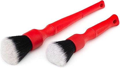 Detail Factory - TriGrip Ultra-Soft Detailing Brush Set - Scratch-Free Cleaning for Exterior, Interior Panels, Emblems, Badges, Gauges, Infotainment Screen - Red