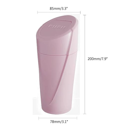 Pink Mini Portable Leakproof Car Trash Can with Lid - Auto Garbage Storage Can for Interior, Office, Camping, Living Room