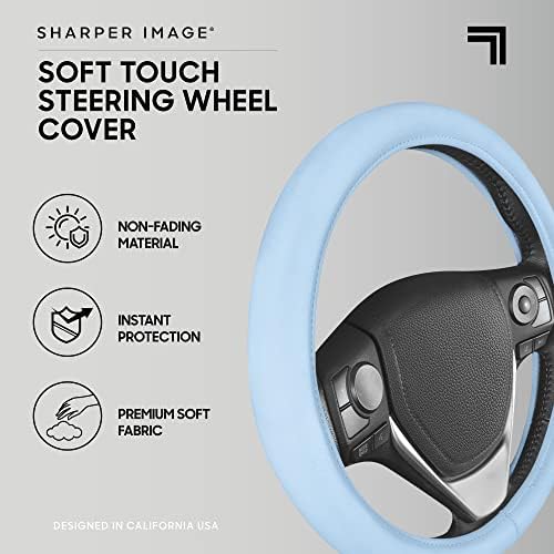 BDK Ultra Soft Blue Steering Wheel Cover, Unisex Car Accessories Non-Slip Comfy Soft Grip Faux Leather Auto Steering Wheel Cover for Cars Trucks Vans SUVs - Fits Standard 15" Inch Steering Wheels