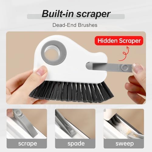 2 in 1 Groove Cleaning Brush Window Track Cleaning Tools, 2025 New Hard Bristle Crevice Cleaning Brush with Hidden Scraperfor Sliding Door Track, Window Sill, Shutter Door(Orange,3pcs)
