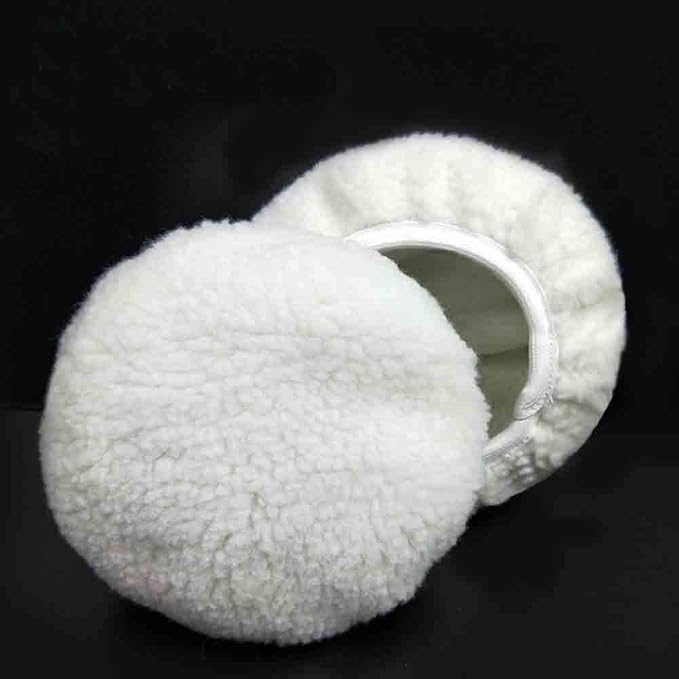 ZYTC Car Polishing Waxing Sleeve Woolen Polisher Pad Bonnet Microfiber Waxer Pad Soft Pack of 5 (Wool White, 7"-8")