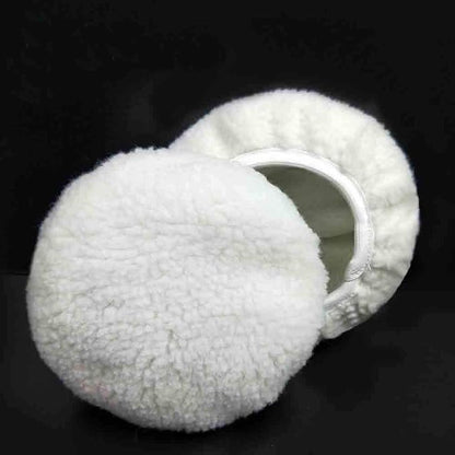 ZYTC Car Polishing Waxing Sleeve Woolen Polisher Pad Bonnet Microfiber Waxer Pad Soft Pack of 5 (Wool White, 9"-10")