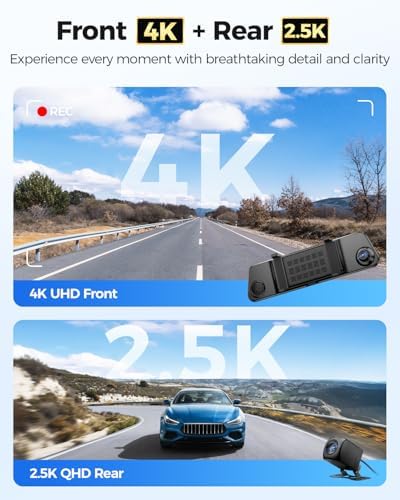 AZDOME PG17 Max Mirror Dash Cam with 3-Lead Type-C USB Hardwire Kit (JYX05)
