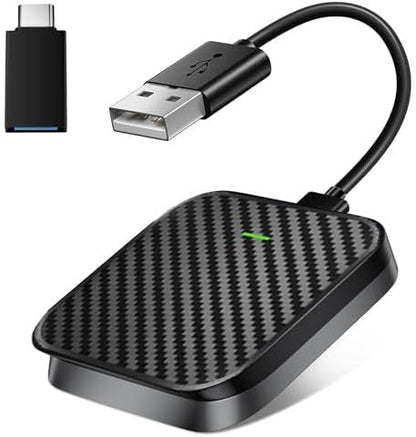 Wireless CarPlay Adapter for Apple iPhone, Android Auto Wireless Adapter for Samsung Galaxy/Motorola, 2025 Upgrade Plug & Play Fast Connection Car Play (Black)