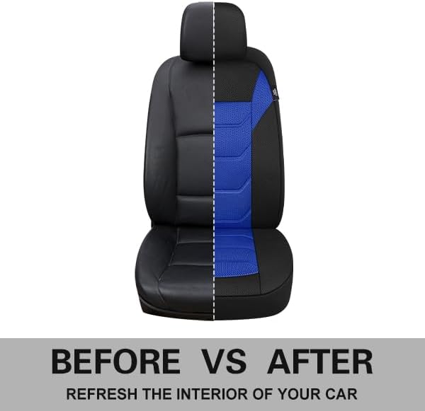 Pariiaotin 3D Air Mesh Car Seat Cover Front Sets Washable and Breathable Premium Cloth Automotive Vehicle Seat Covers for Cars Interior, Universal Fit for Most Cars, Sedan, Truck, SUV(Black/Blue)