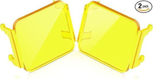 Auxbeam FA Series Amber Light Covers, 3 Inch Square LED Pods Cover, Amber Fog Filter, Yellow Tint Color Lens, Cube Offroad Light Lens Cap, Snap-on Design, 2 Packs