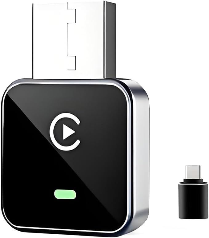 2-in-1 Wireless CarPlay Adapter for iPhone iOS & Android 11+, Plug and Play, Fast Auto-Connect, Realtek 8730E Chip Stable & No Latency, Wired to Wireless Adapter with USB-A/Type-C Port (CM101)