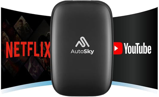 AutoSky AI Box Lite Air – Wireless Adapter for Factory CarPlay – Stream Personal Media & Online Apps via Phone Hotspot – Fast Plug & Play Performance – Works with Authorized Accounts