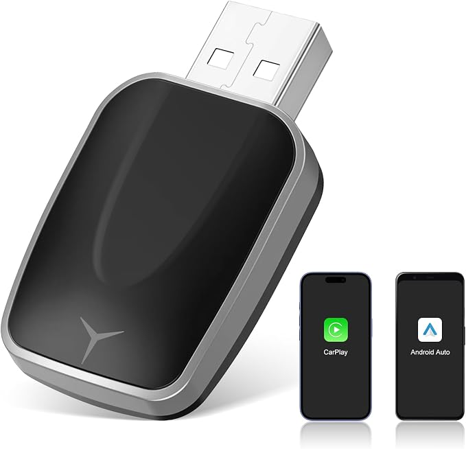 Plug and Play CarPlay Wireless Adapter for Apple iPhone Wireless Android Auto,Fast Auto Connect USB A/Type-C with 927+ Models from 2015 / iOS 10+ / Android 11+