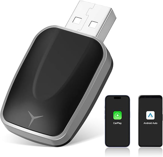 Plug and Play CarPlay Wireless Adapter for Apple iPhone Wireless Android Auto,Fast Auto Connect USB A/Type-C with 927+ Models from 2015 / iOS 10+ / Android 11+