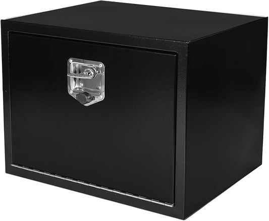 24 Inch Steel Underbody Truck Box w/T-Handle Latch, Contractor Toolbox For Organization And Storage, Job Tool Chest, 24"x 18"x 18" inch Black