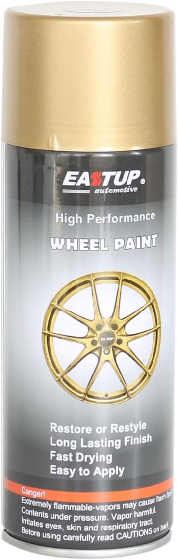 EASTUP Premium Metallic Acrylic Enamel Wheel Paint 18K Gold Color- Brilliant Finish, High Durability, Fade-resistant, Quick Drying Rim Coating Spray Paint.