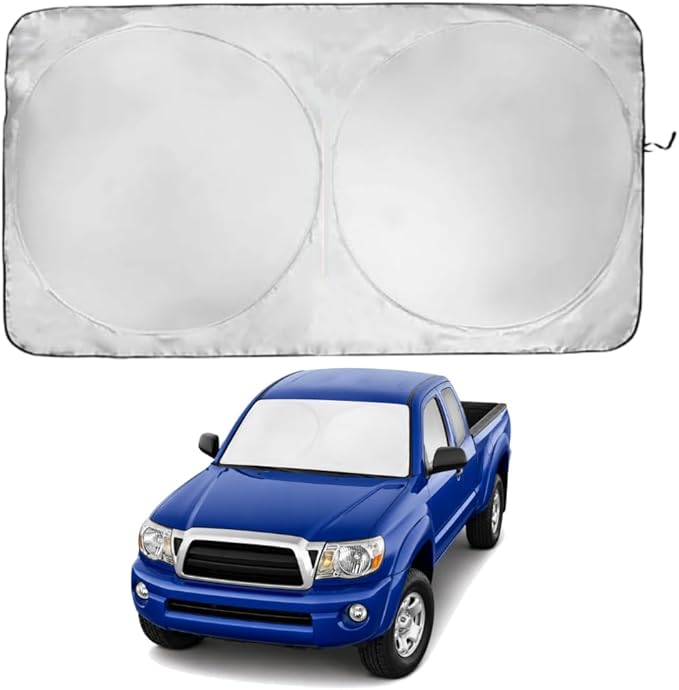 Windshield Sun Shade | Compatible for Toyota Tacoma (2005-2015) | Certified 99.87% UVB & 99.02% UVA Car Sun Shade. Award Winning Sunshade - Patented Technology | Car Shades by Kinder Fluff