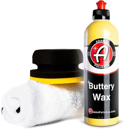 Adam's Polishes Buttery Car Wax Kit - Pure Carnauba Liquid Wax for Shine, Gloss & Paint Protection - Use on Car, Boat, RV & Motorcycle